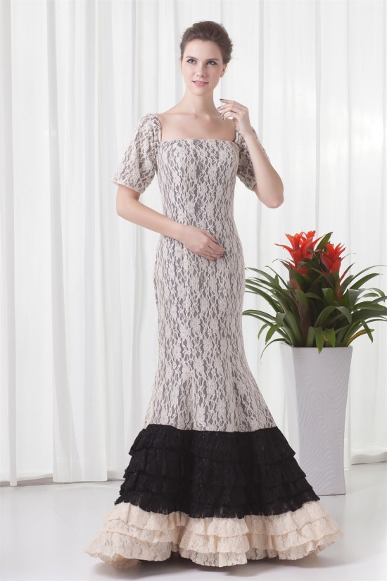 Mermaid/Trumpet Floor-Length Satin Lace Prom/Formal Evening Dresses 02020775 Mermaid/Trumpet Floor-Length Satin Lace Prom/Formal Evening Dresses 02020775