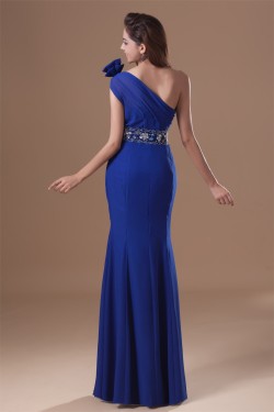 Mermaid/Trumpet One-Shoulder Beading Chiffon Silk like Satin Prom/Formal Evening Dresses 02020776