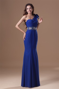 Mermaid/Trumpet One-Shoulder Beading Chiffon Silk like Satin Prom/Formal Evening Dresses 02020776
