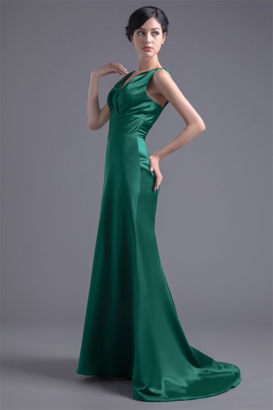 Mermaid/Trumpet Puddle Train V-Neck Sleeveless Prom/Formal Evening Bridesmaid Dresses 02020777