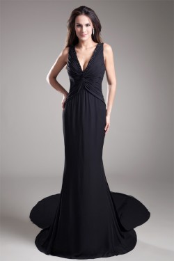 Mermaid/Trumpet Sleeveless V-Neck Beading Prom/Formal Evening Dresses 02020778