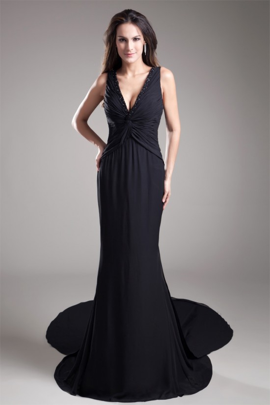 Mermaid/Trumpet Sleeveless V-Neck Beading Prom/Formal Evening Dresses 02020778 Mermaid/Trumpet Sleeveless V-Neck Beading Prom/Formal Evening Dresses 02020778