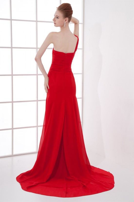 One-Shoulder Court Train Pleats Sheath/Column Prom/Formal Evening Dresses 02020785 One-Shoulder Court Train Pleats Sheath/Column Prom/Formal Evening Dresses 02020785