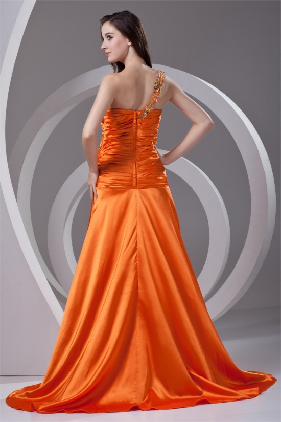 One-Shoulder Elastic Woven Satin Pleats Prom/Formal Evening Dresses 02020786 One-Shoulder Elastic Woven Satin Pleats Prom/Formal Evening Dresses 02020786