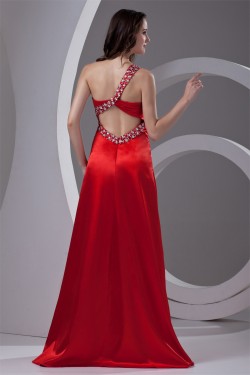 A-Line One-Shoulder Floor-Length Sleeveless Beading Prom/Formal Evening Dresses 02020788