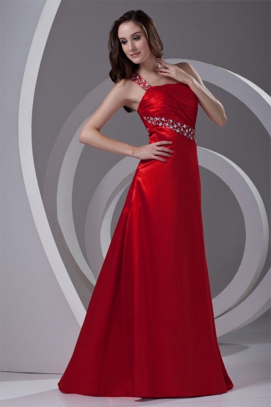 A-Line One-Shoulder Floor-Length Sleeveless Beading Prom/Formal Evening Dresses 02020788 A-Line One-Shoulder Floor-Length Sleeveless Beading Prom/Formal Evening Dresses 02020788