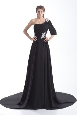 One-Shoulder Pleats A-Line Half Elbow Length Prom/Formal Evening Dresses 02020789