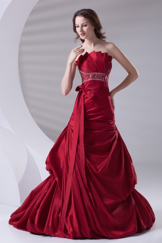 A-Line Pleated Sleeveless Satin Beading Prom/Formal Evening Dresses 02020803 A-Line Pleated Sleeveless Satin Beading Prom/Formal Evening Dresses 02020803