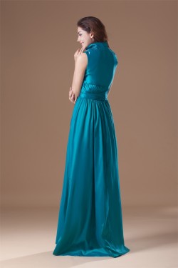 Pleats Floor-Length Taffeta Sleeveless High-Neck Prom/Formal Evening Dresses 02020805