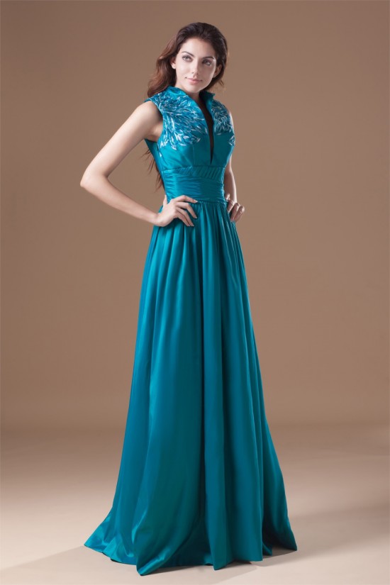 Pleats Floor-Length Taffeta Sleeveless High-Neck Prom/Formal Evening Dresses 02020805 Pleats Floor-Length Taffeta Sleeveless High-Neck Prom/Formal Evening Dresses 02020805