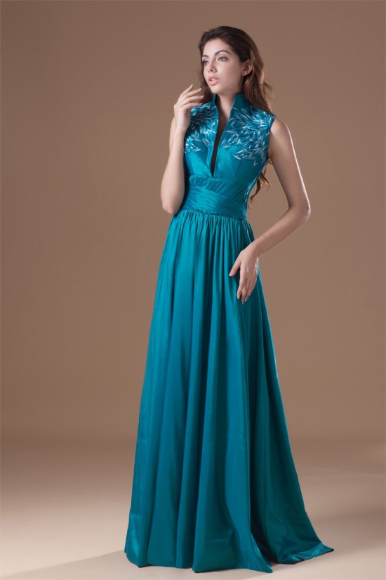 Pleats Floor-Length Taffeta Sleeveless High-Neck Prom/Formal Evening Dresses 02020805 Pleats Floor-Length Taffeta Sleeveless High-Neck Prom/Formal Evening Dresses 02020805