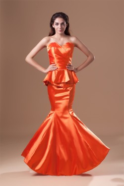 Pleats Mermaid/Trumpet Elastic Woven Satin Prom/Formal Evening Dresses 02020806