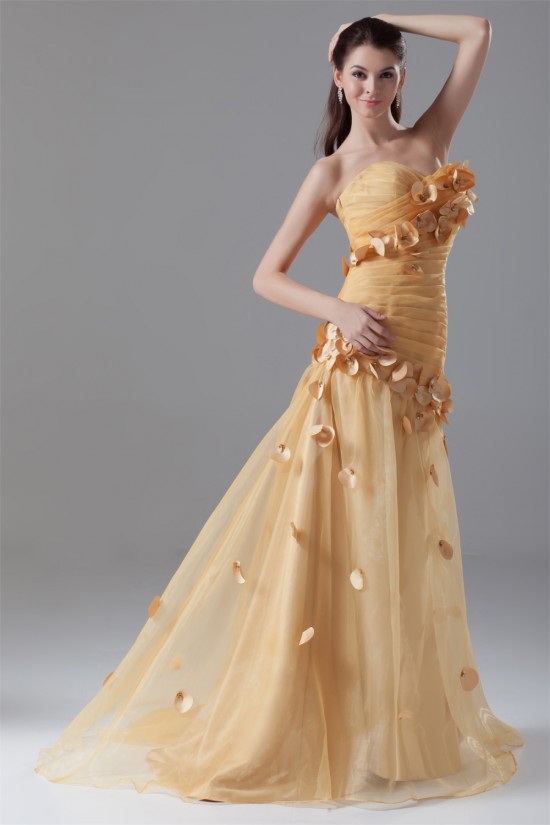 Pleats Sleeveless Strapless Taffeta Netting Prom/Formal Evening Dresses 02020809 Pleats Sleeveless Strapless Taffeta Netting Prom/Formal Evening Dresses 02020809