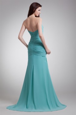 Puddle Train Chiffon Elastic Woven Satin Prom/Formal Evening Dresses 02020811
