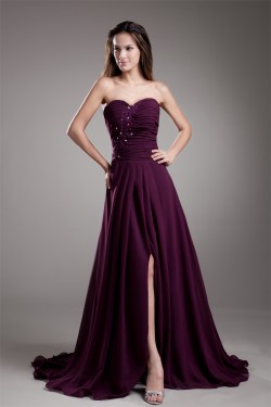 A-Line Ruffles Chiffon Sweetheart Long Purple Prom/Formal Evening Dresses 02020816