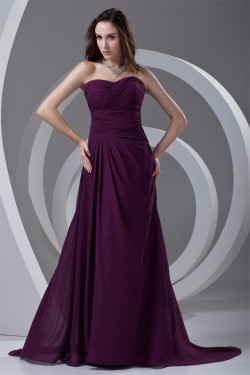 Ruffles Sweetheart A-Line Sleeveless Chiffon Long Purple Prom/Formal Evening Dresses 02020817