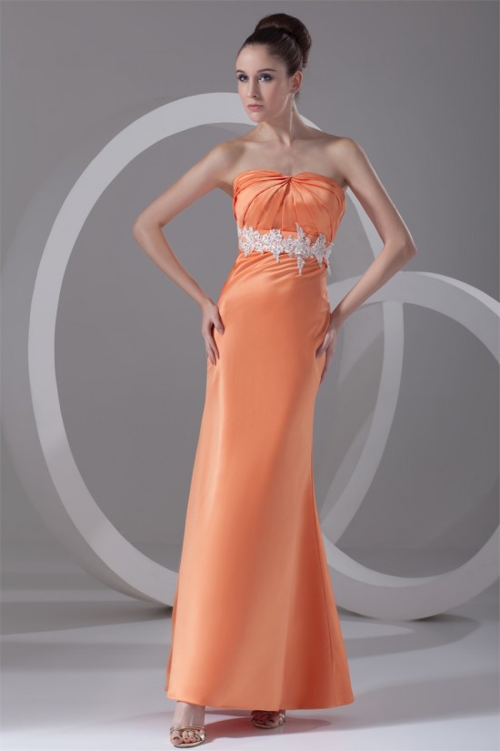 Satin Ankle-Length Strapless Sheath/Column Prom/Formal Evening Dresses 02020818