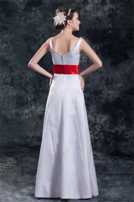 Satin Floor-Length Sleeveless A-Line V-Neck Prom/Formal Evening Bridesmaid Dresses 02020821