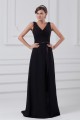 A-Line V-Neck Long Black Chiffon Evening Party Bridesmaid Dresses 02020823