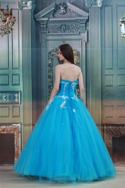 Ball Gown Satin Netting Floor-Length Pleats Prom/Formal Evening Dresses 02020824