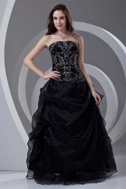 Satin Organza Beading Ball Gown Floor-Length Prom/Formal Evening Dresses 02020825