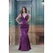 Satin V-Neck Crystal Flora Pin Brush Sweep Train Prom/Formal Evening Dresses 02020827