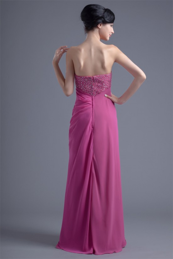 Sheath/Column Beading Chiffon Silk like Satin Prom/Formal Evening Dresses 02020831 Sheath/Column Beading Chiffon Silk like Satin Prom/Formal Evening Dresses 02020831