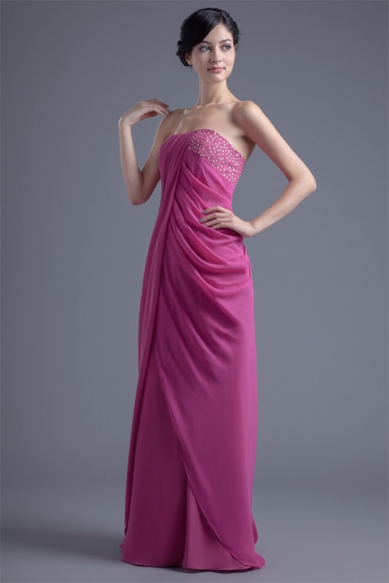 Sheath/Column Beading Chiffon Silk like Satin Prom/Formal Evening Dresses 02020831 Sheath/Column Beading Chiffon Silk like Satin Prom/Formal Evening Dresses 02020831