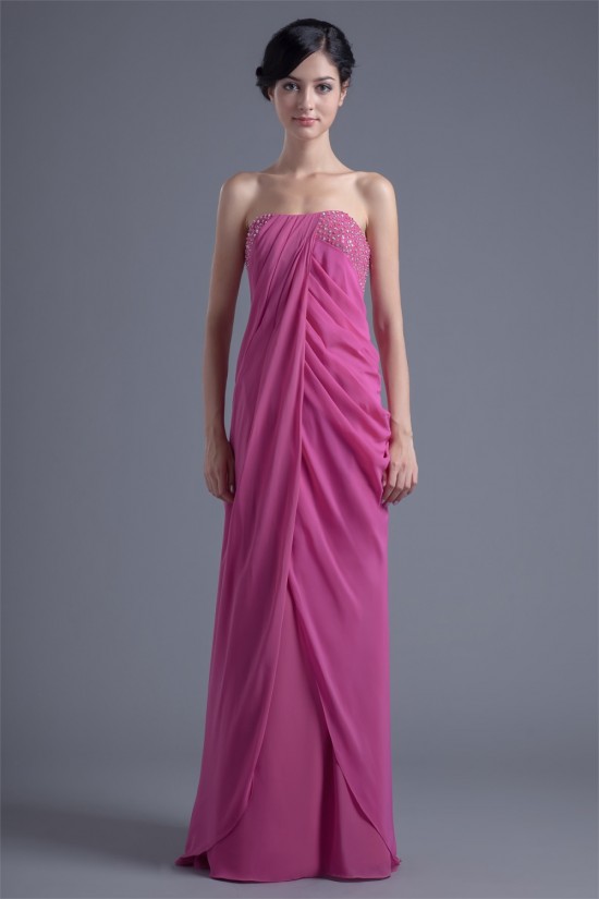 Sheath/Column Beading Chiffon Silk like Satin Prom/Formal Evening Dresses 02020831 Sheath/Column Beading Chiffon Silk like Satin Prom/Formal Evening Dresses 02020831