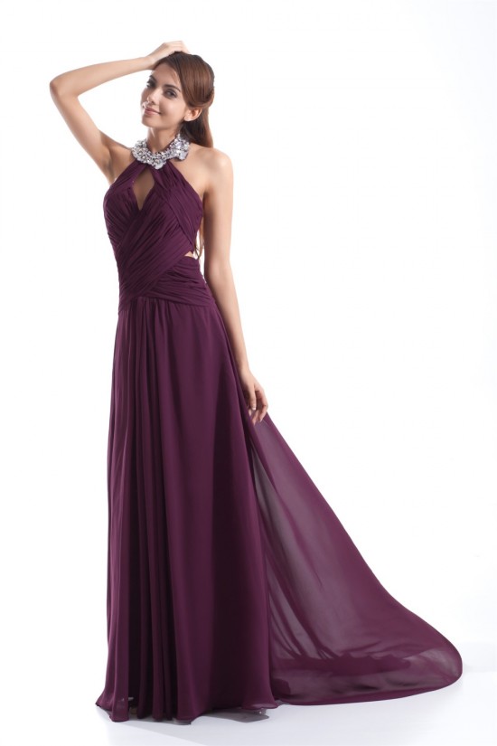 Sheath/Column Beading Halter Chiffon Prom/Formal Evening Dresses 02020832