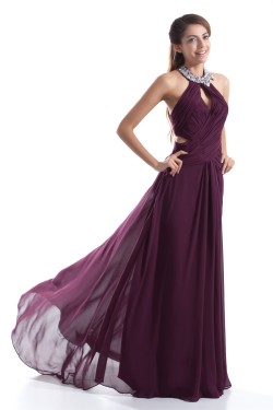 Sheath/Column Beading Halter Chiffon Prom/Formal Evening Dresses 02020832