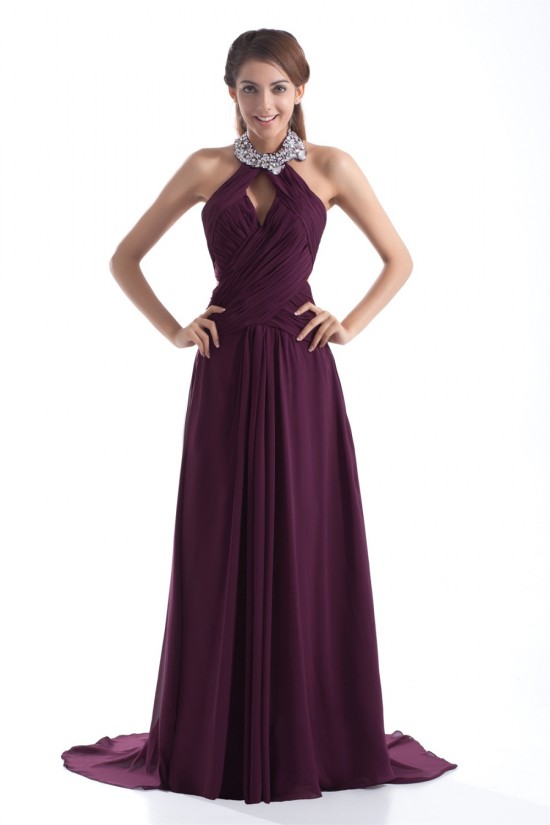 Sheath/Column Beading Halter Chiffon Prom/Formal Evening Dresses 02020832