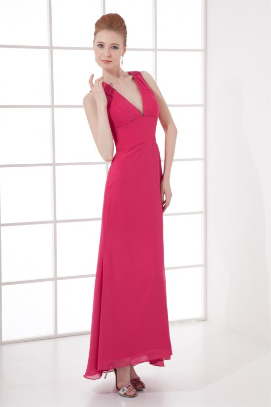 Sheath/Column Floor-Length Pleats V-Neck Formal Evening Bridesmaid Dresses 02020836 Sheath/Column Floor-Length Pleats V-Neck Formal Evening Bridesmaid Dresses 02020836