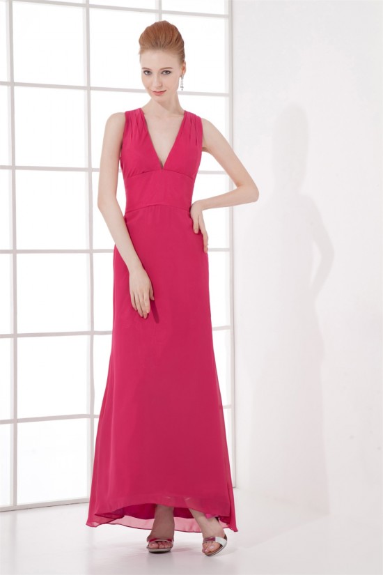 Sheath/Column Floor-Length Pleats V-Neck Formal Evening Bridesmaid Dresses 02020836 Sheath/Column Floor-Length Pleats V-Neck Formal Evening Bridesmaid Dresses 02020836