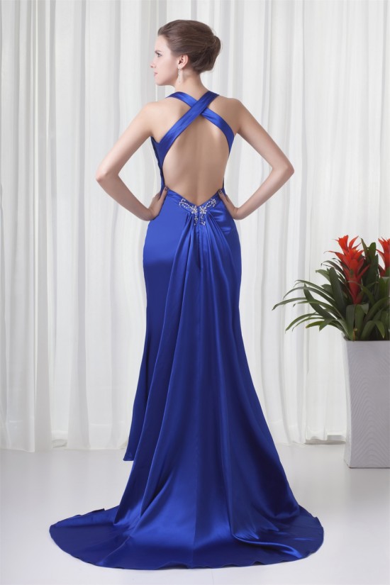 Sheath/Column Halter Elastic Woven Satin Prom/Formal Evening Dresses 02020838 Sheath/Column Halter Elastic Woven Satin Prom/Formal Evening Dresses 02020838