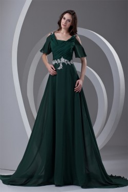 Short A-Line Cowl Ruffles Chiffon Elastic Woven Satin Prom/Formal Evening Dresses 02020848