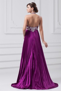 A-Line Halter Brush Sweep Train Long Purple Prom/Formal Evening Dresses 02020856