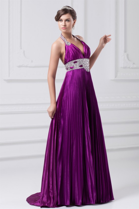A-Line Halter Brush Sweep Train Long Purple Prom/Formal Evening Dresses 02020856 A-Line Halter Brush Sweep Train Long Purple Prom/Formal Evening Dresses 02020856