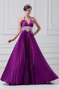 A-Line Halter Brush Sweep Train Long Purple Prom/Formal Evening Dresses 02020856