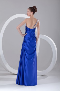 Sleeveless A-Line Pleats One-Shoulder Floor-Length Prom/Formal Evening Dresses 02020857