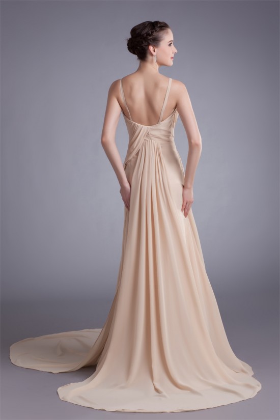 A-Line Straps Chiffon Silk like Satin Prom/Formal Evening Dresses 02020859 A-Line Straps Chiffon Silk like Satin Prom/Formal Evening Dresses 02020859
