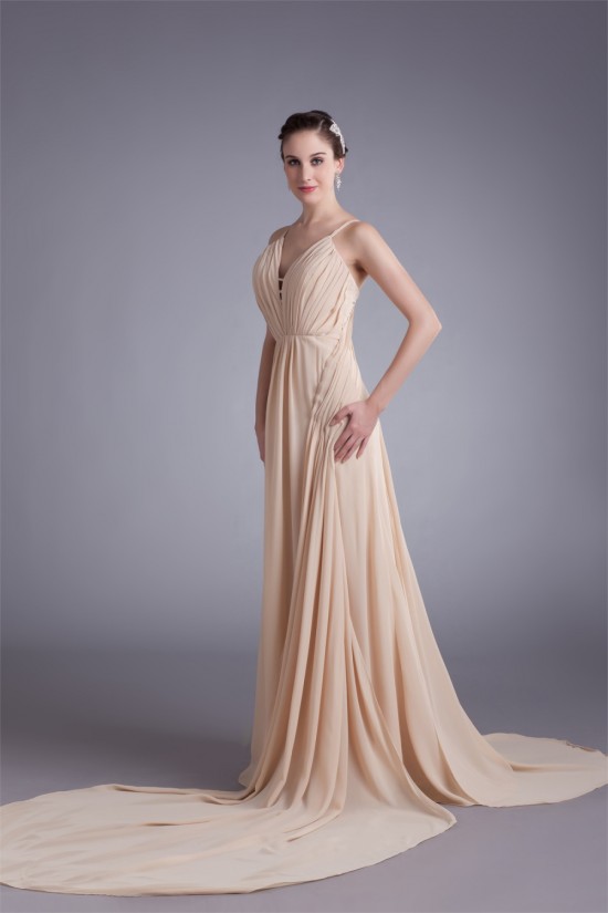 A-Line Straps Chiffon Silk like Satin Prom/Formal Evening Dresses 02020859 A-Line Straps Chiffon Silk like Satin Prom/Formal Evening Dresses 02020859