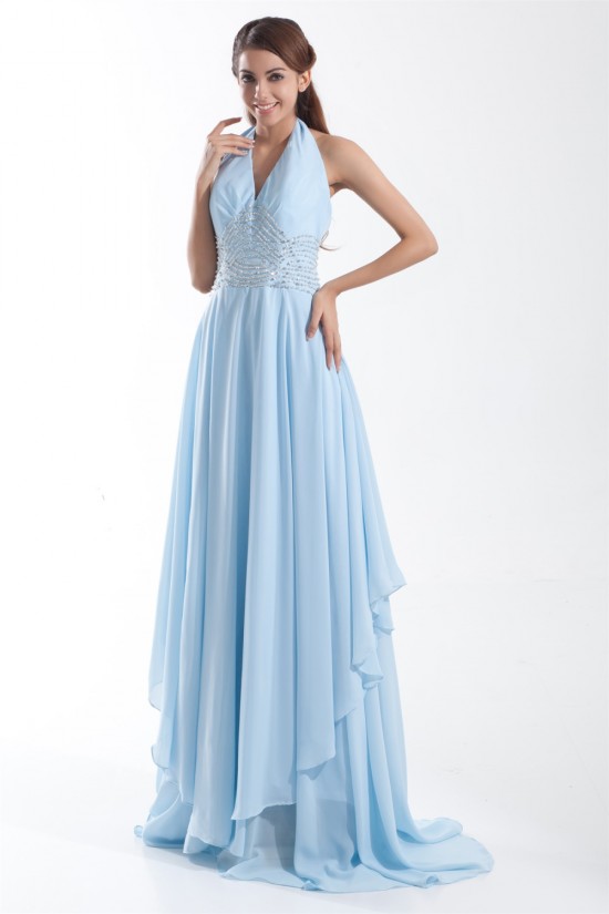 A-Line Sleeveless Beading Brush Sweep Train Prom/Formal Evening Dresses 02020864 A-Line Sleeveless Beading Brush Sweep Train Prom/Formal Evening Dresses 02020864