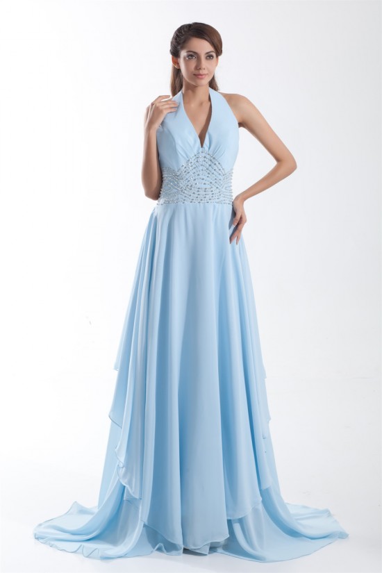 A-Line Sleeveless Beading Brush Sweep Train Prom/Formal Evening Dresses 02020864 A-Line Sleeveless Beading Brush Sweep Train Prom/Formal Evening Dresses 02020864