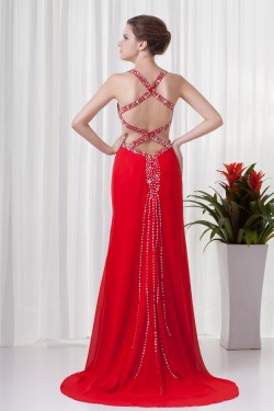 Sleeveless Beading Brush Sweep Train Chiffon Prom/Formal Evening Dresses 02020865