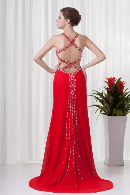 Sleeveless Beading Brush Sweep Train Chiffon Prom/Formal Evening Dresses 02020865 Sleeveless Beading Brush Sweep Train Chiffon Prom/Formal Evening Dresses 02020865
