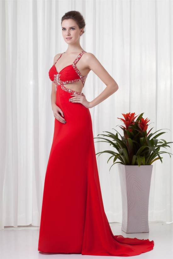 Sleeveless Beading Brush Sweep Train Chiffon Prom/Formal Evening Dresses 02020865 Sleeveless Beading Brush Sweep Train Chiffon Prom/Formal Evening Dresses 02020865