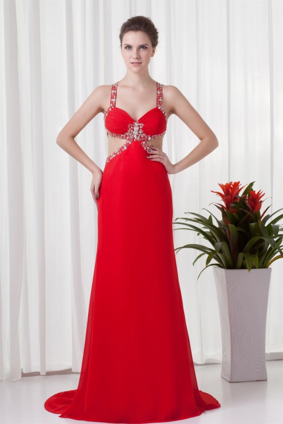 Sleeveless Beading Brush Sweep Train Chiffon Prom/Formal Evening Dresses 02020865 Sleeveless Beading Brush Sweep Train Chiffon Prom/Formal Evening Dresses 02020865