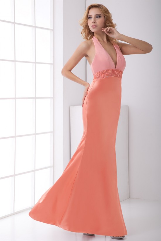 Mermaid/Trumpet Sleeveless Beading Satin Chiffon Prom/Formal Evening Dresses 02020867 Mermaid/Trumpet Sleeveless Beading Satin Chiffon Prom/Formal Evening Dresses 02020867