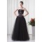 A-Line Sleeveless Beading Satin Fine Netting Strapless Prom/Formal Evening Dresses 02020868